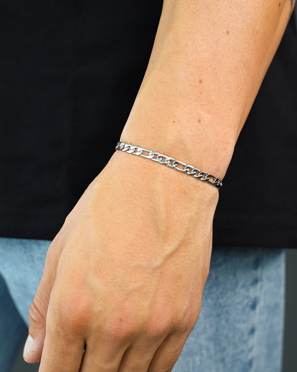 CLEAN FIGARO BRACELET. - 5MM WHITE GOLD