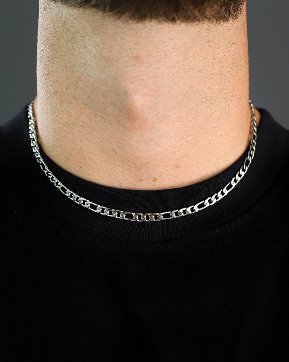 CLEAN FIGARO CHAIN. - 5MM WHITE GOLD