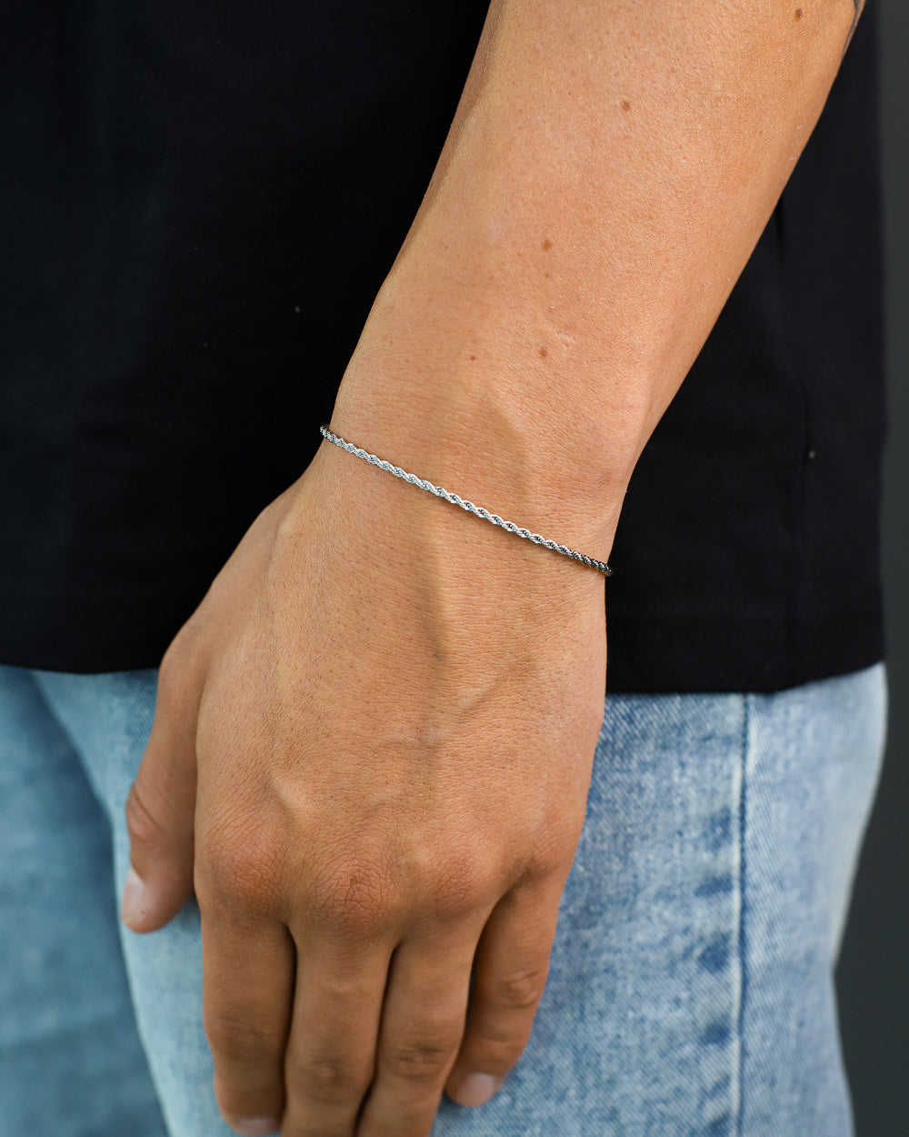CLEAN ROPE BRACELET. - 2MM WHITE GOLD