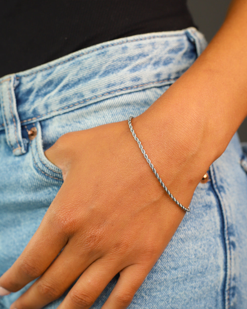 CLEAN ROPE BRACELET. - 2MM WHITE GOLD