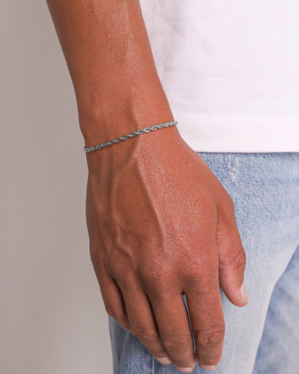 CLEAN ROPE BRACELET. - 3MM WHITE GOLD