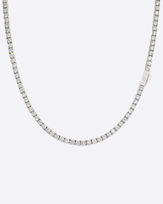 MOISSANITE TENNIS CHAIN. - 3MM WHITE GOLD