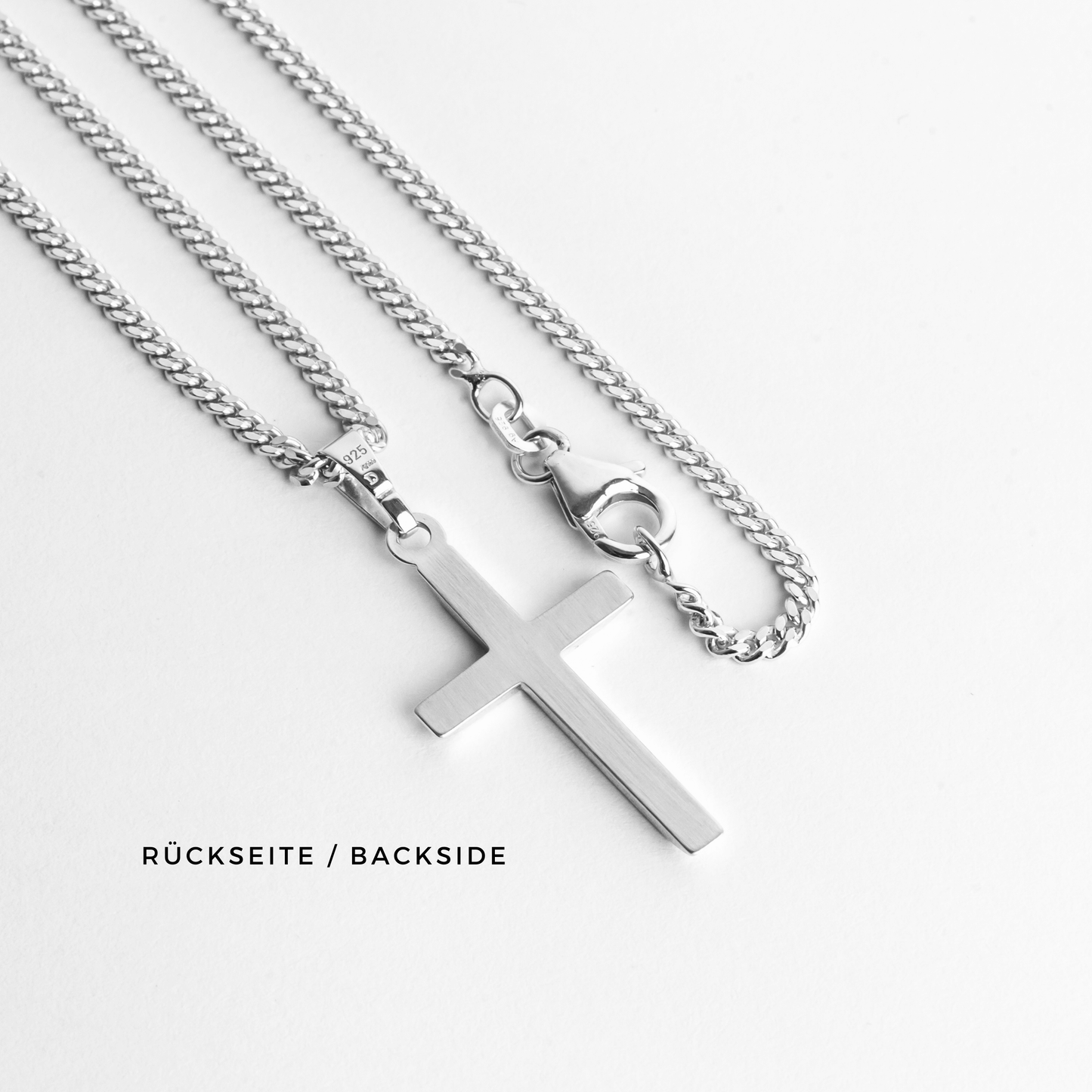 KREUZ HALSKETTE 925 SILBER RHODINIERT