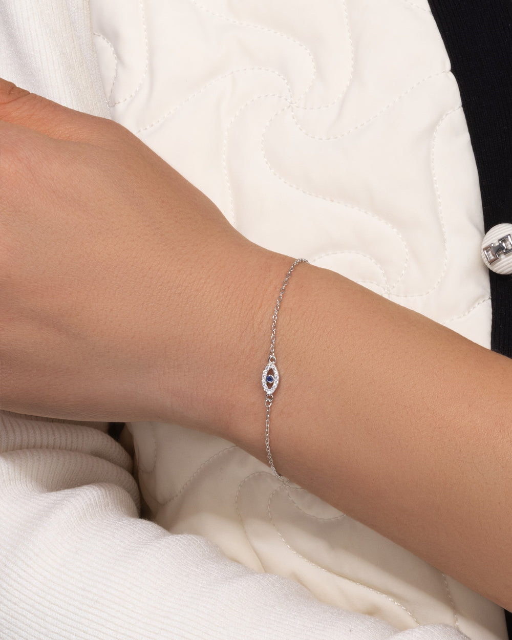 EVIL EYE BRACELET 925. - WHITE GOLD