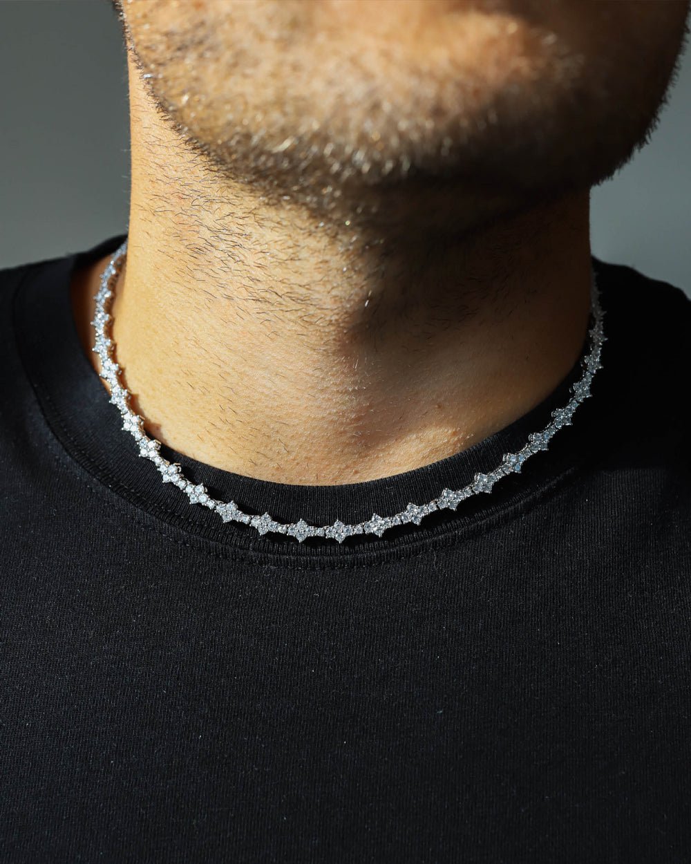 HONEYCOMB CHAIN. - 3MM WHITE GOLD