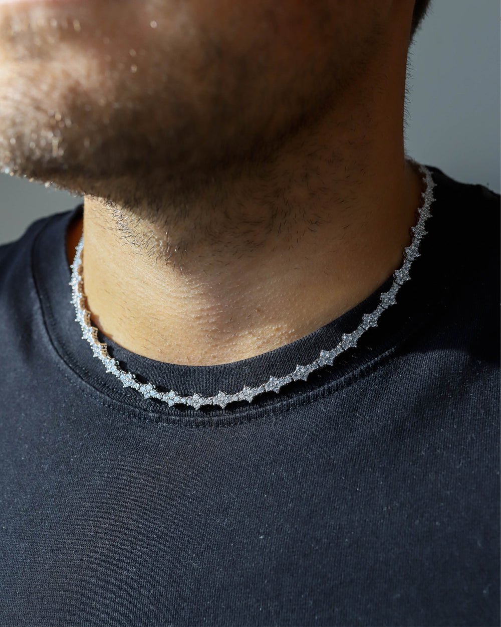 HONEYCOMB CHAIN. - 3MM WHITE GOLD