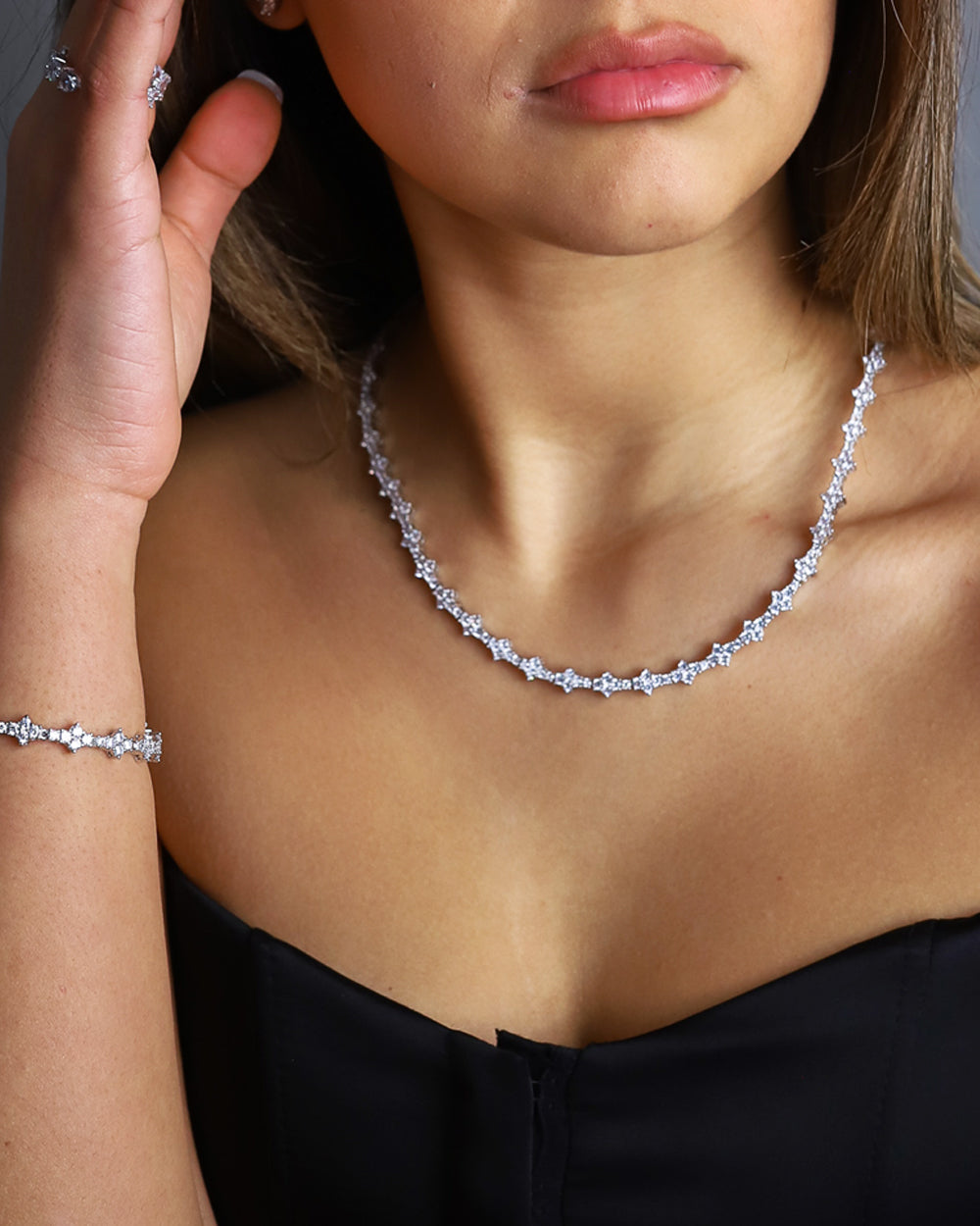 HONEYCOMB CHAIN. - 3MM WHITE GOLD