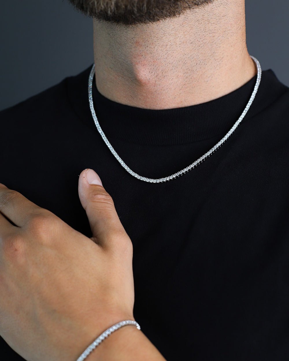MICRO TENNIS CHAIN. - 2.5MM WHITE GOLD