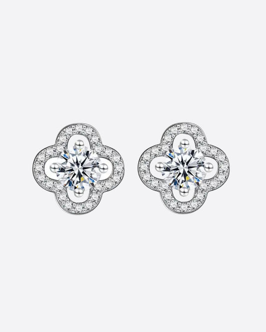 MOISSANITE CLOVER STUDS. - WHITE GOLD