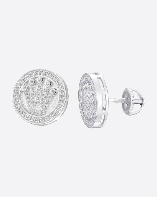 MOISSANITE CROWN EARRINGS. - WHITE GOLD