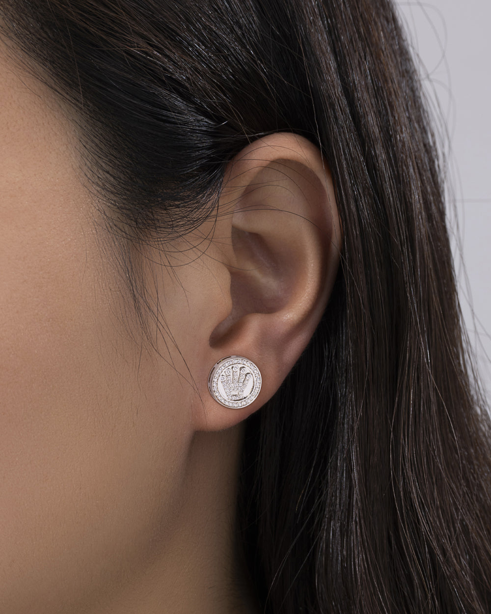 MOISSANITE CROWN EARRINGS. - WHITE GOLD