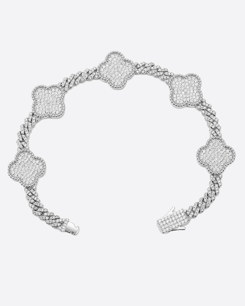MOISSANITE CUBAN CLOVER BRACELET. - WHITE GOLD