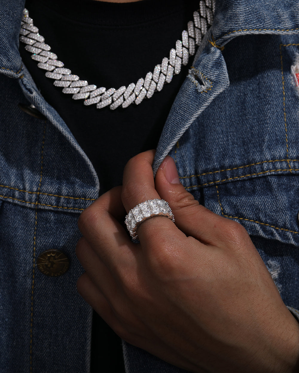 MOISSANITE DOUBLE ETERNITY RING. - WHITE GOLD