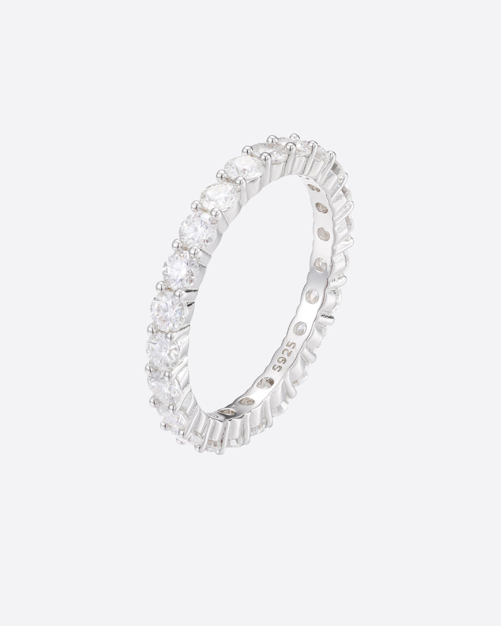 MOISSANITE ETERNITY RING. - 3MM WHITE GOLD
