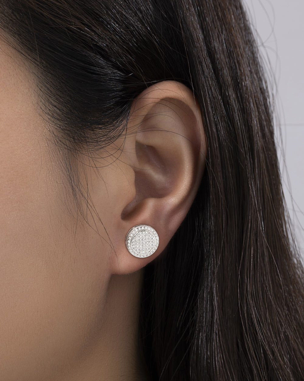 MOISSANITE FROSTED ROUND STUDS. - WHITE GOLD