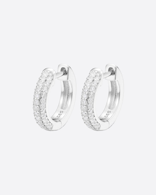 MOISSANITE FROSTY HOOPS EARRINGS. - WHITE GOLD