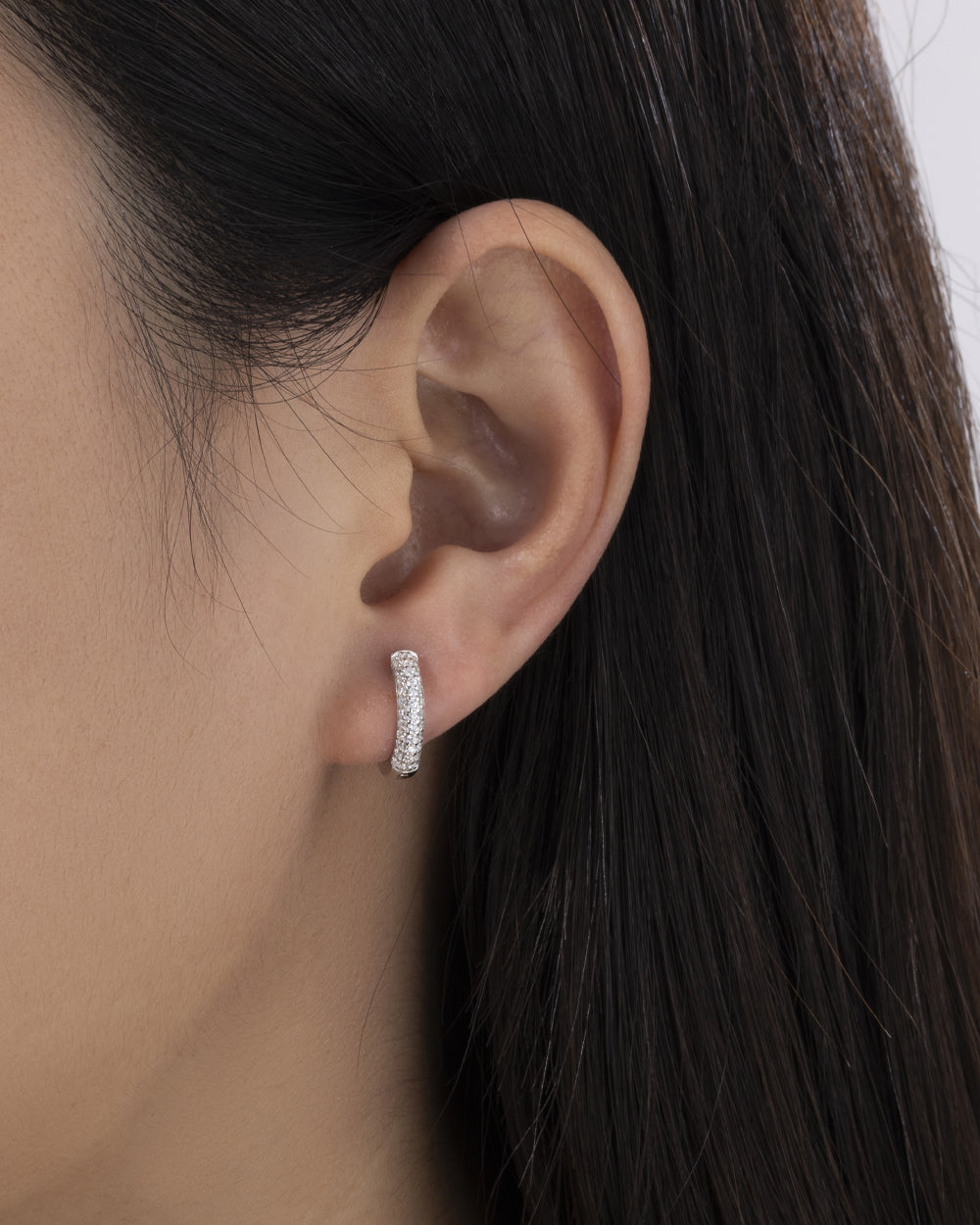 MOISSANITE FROSTY HOOPS EARRINGS. - WHITE GOLD