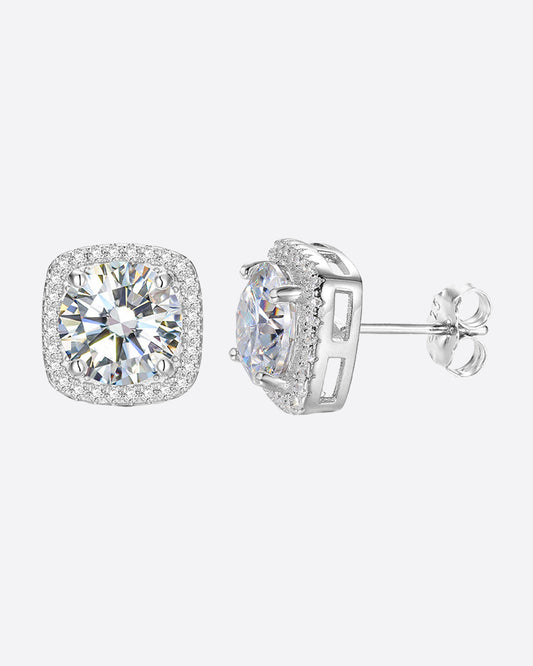 MOISSANITE HALO EARRINGS. - WHITE GOLD
