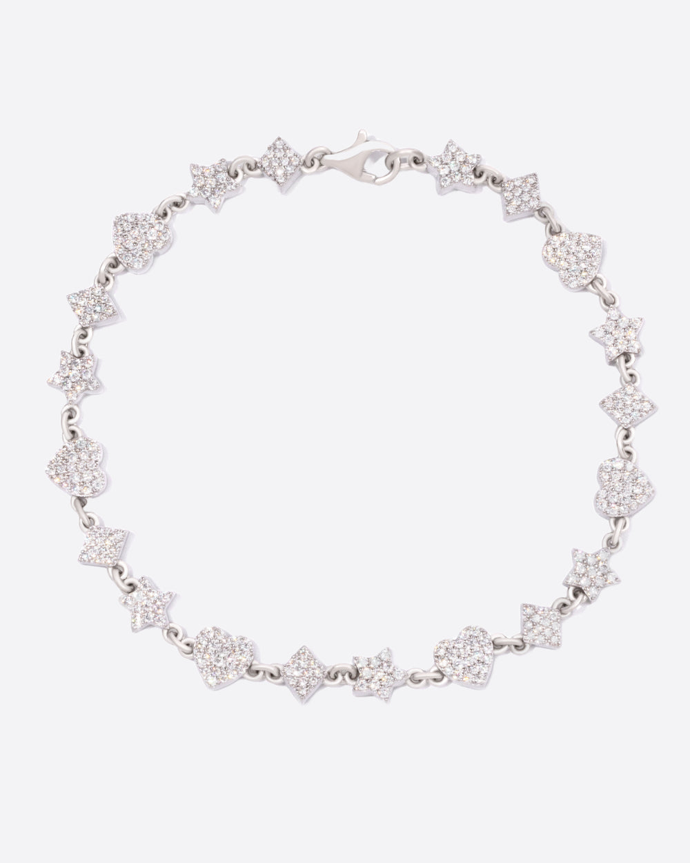 MOISSANITE HEARTS & STARS BRACELET. - WHITE GOLD