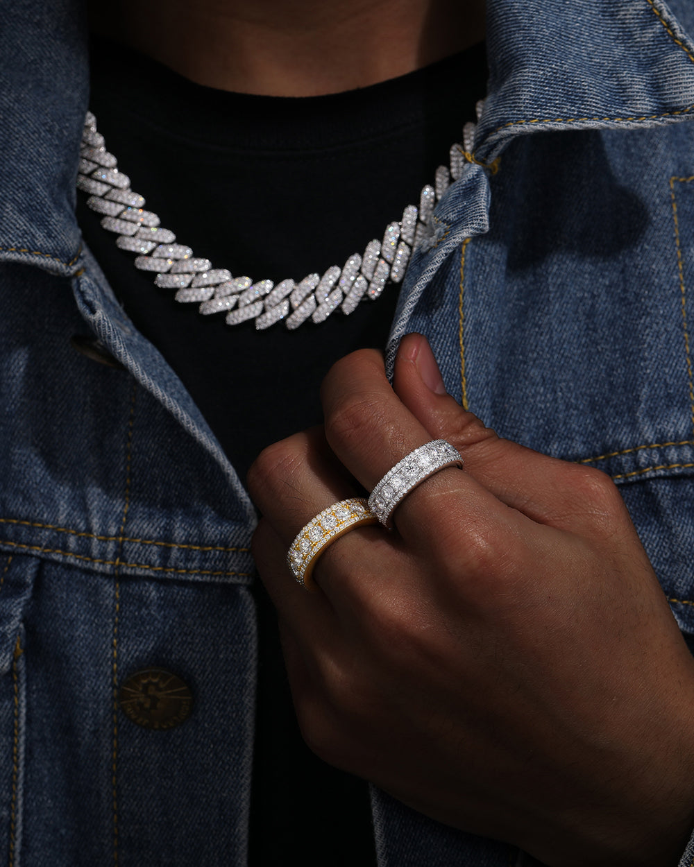 MOISSANITE ICED BAND RING. - WHITE GOLD
