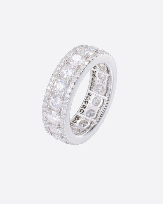 MOISSANITE ICED BAND RING. - WHITE GOLD