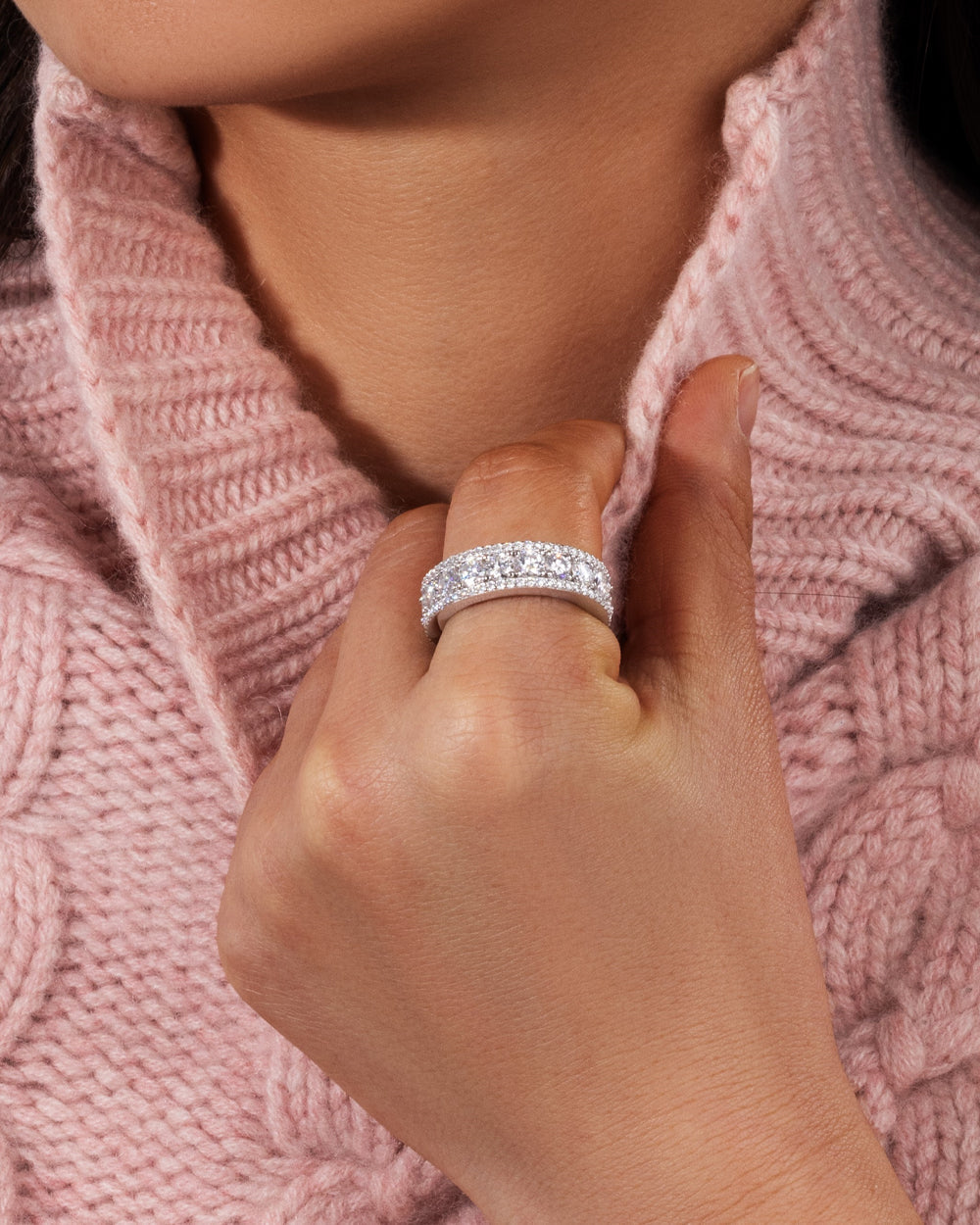 MOISSANITE ICED BAND RING. - WHITE GOLD