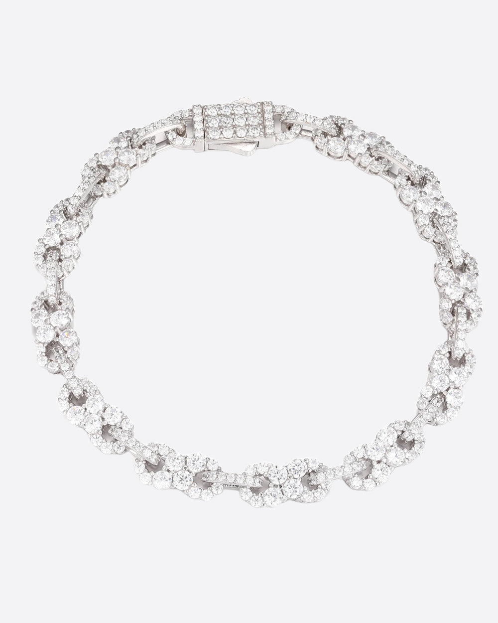 MOISSANITE INFINITY STONES LINK BRACELET. - WHITE GOLD