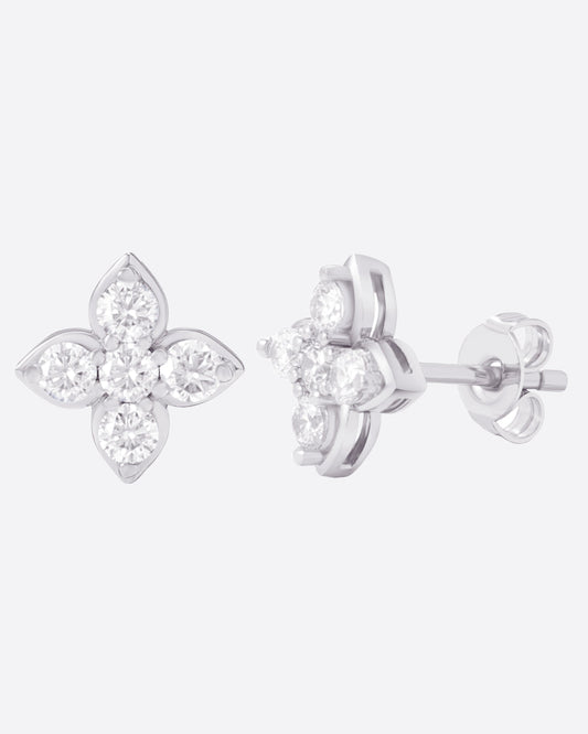 MOISSANITE JASMINE STUDS. - WHITE GOLD