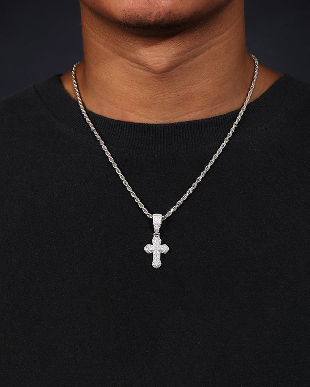MOISSANITE LATIN CROSS PENDANT. - WHITE GOLD
