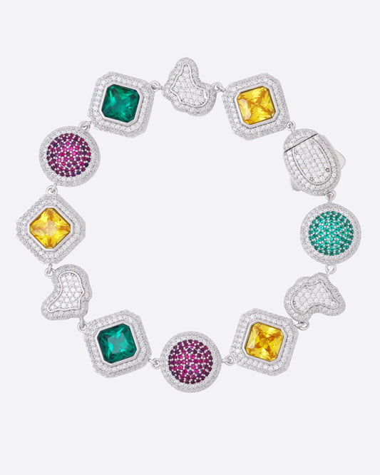 MOISSANITE MULTI GEMSTONE BRACELET. - WHITE GOLD