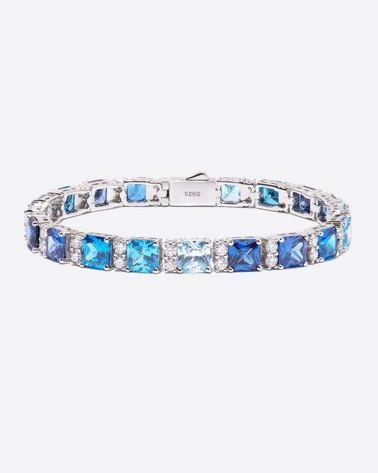 MOISSANITE OCEAN BLUE STONES BRACELET. - WHITE GOLD