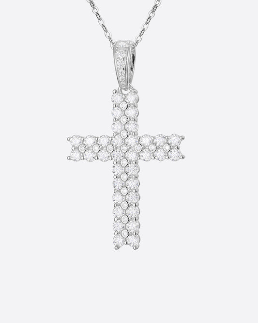 MOISSANITE PAVED CROSS PENDANT. - WHITE GOLD