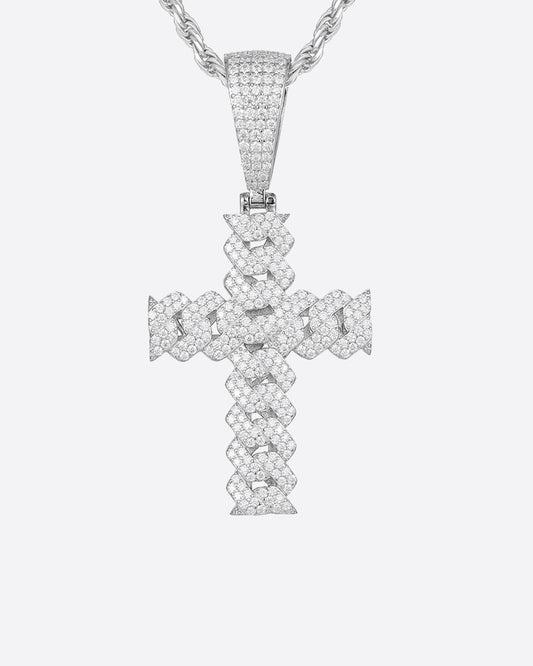 MOISSANITE PRONG CROSS PENDANT. - WHITE GOLD