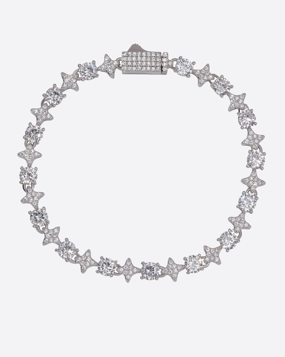 MOISSANITE STARS & STONES BRACELET. - WHITE GOLD