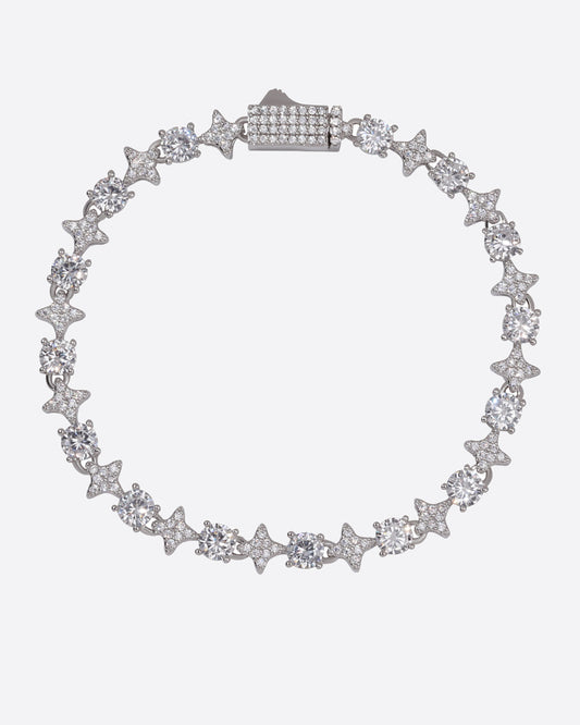 MOISSANITE STARS & STONES BRACELET. - WHITE GOLD