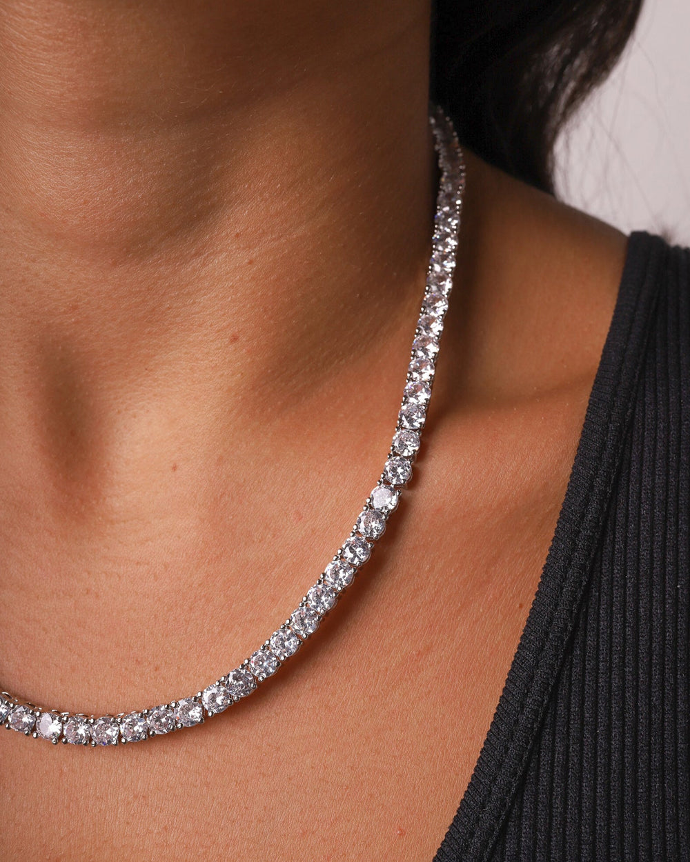 MOISSANITE TENNIS CHAIN. - 5MM WHITE GOLD