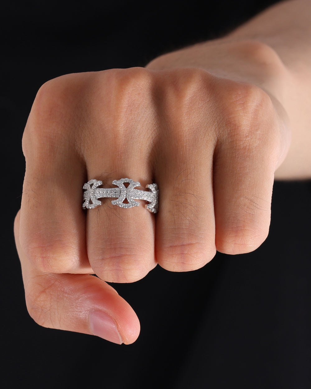MOISSANITE BYZANTINE RING. - WHITE GOLD
