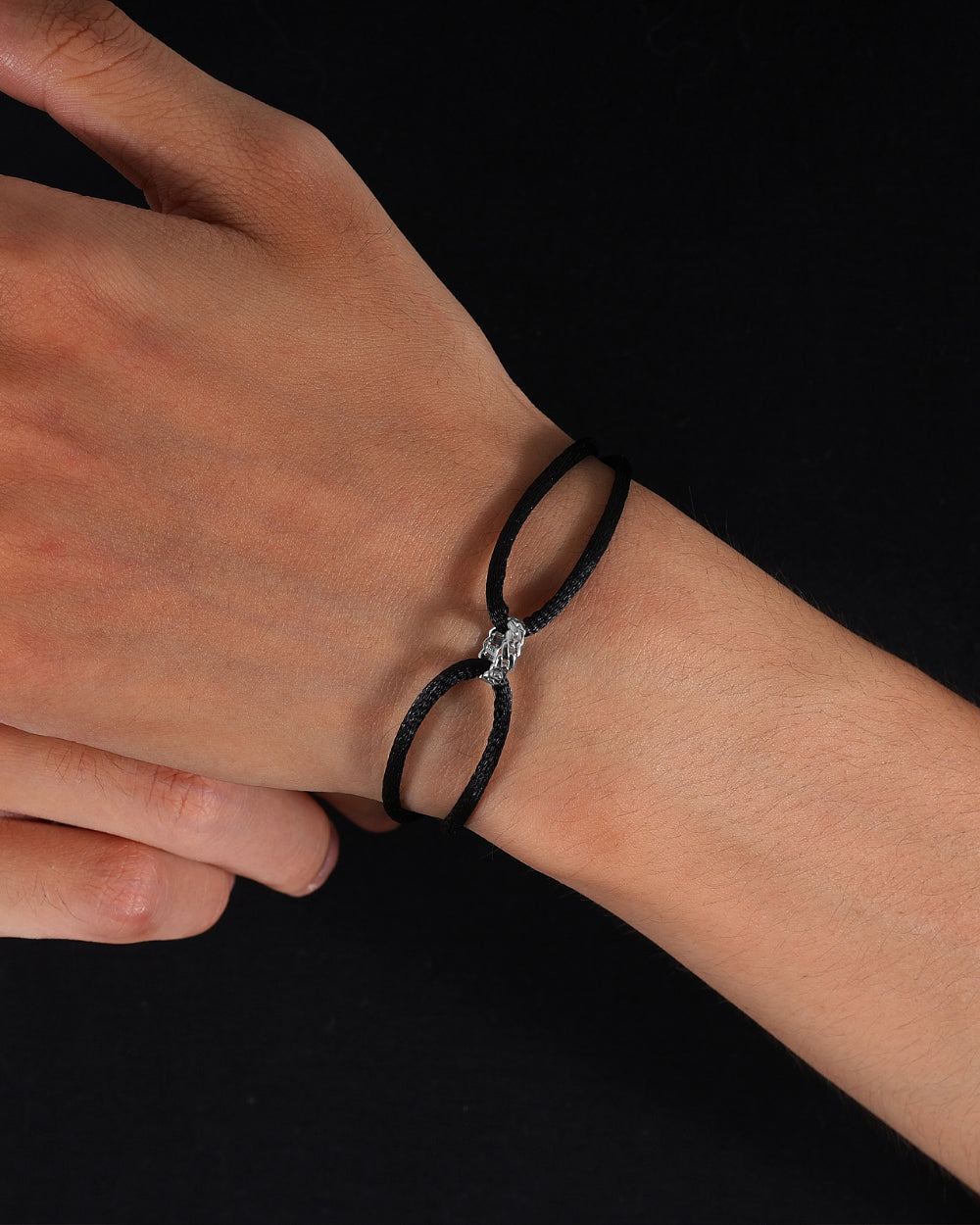 CUBAN RING CORD BRACELET. - WHITE GOLD
