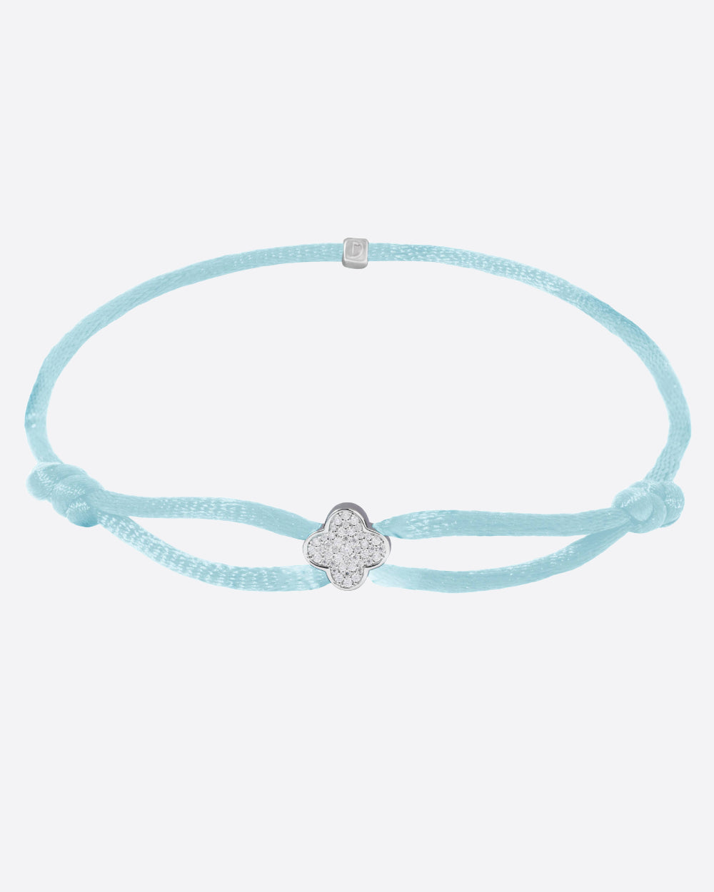 MOISSANITE ICED CLOVER CORD BRACELET. - WHITE GOLD