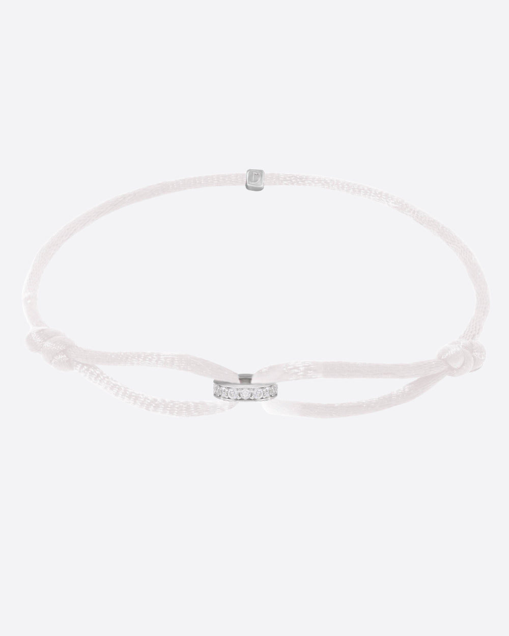 MOISSANITE INFINITY RING CORD BRACELET. - WHITE GOLD