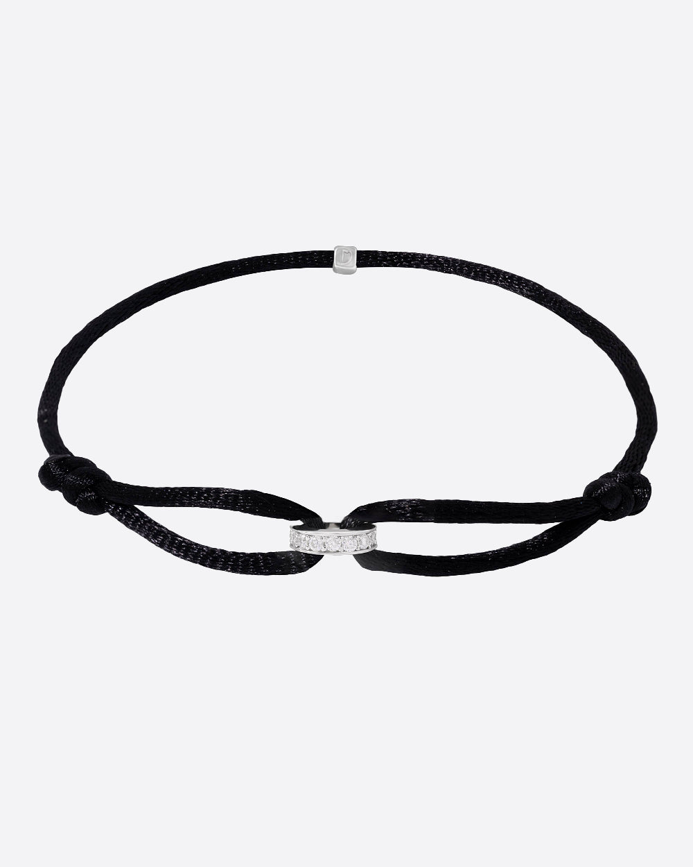 MOISSANITE INFINITY RING CORD BRACELET. - WHITE GOLD