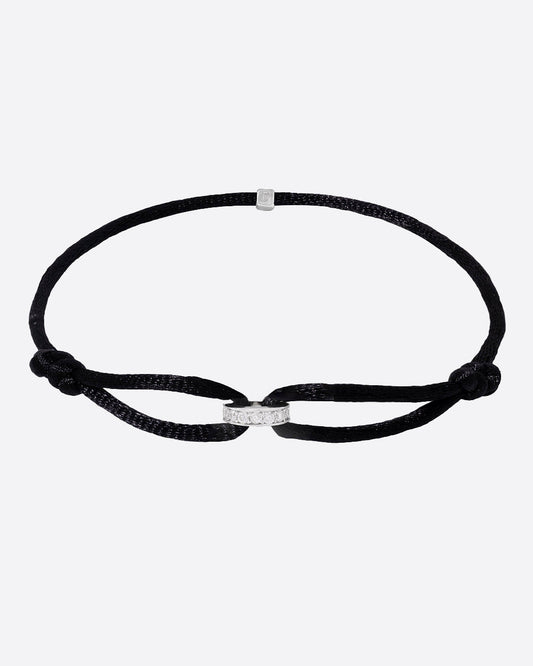 MOISSANITE INFINITY RING CORD BRACELET. - WHITE GOLD