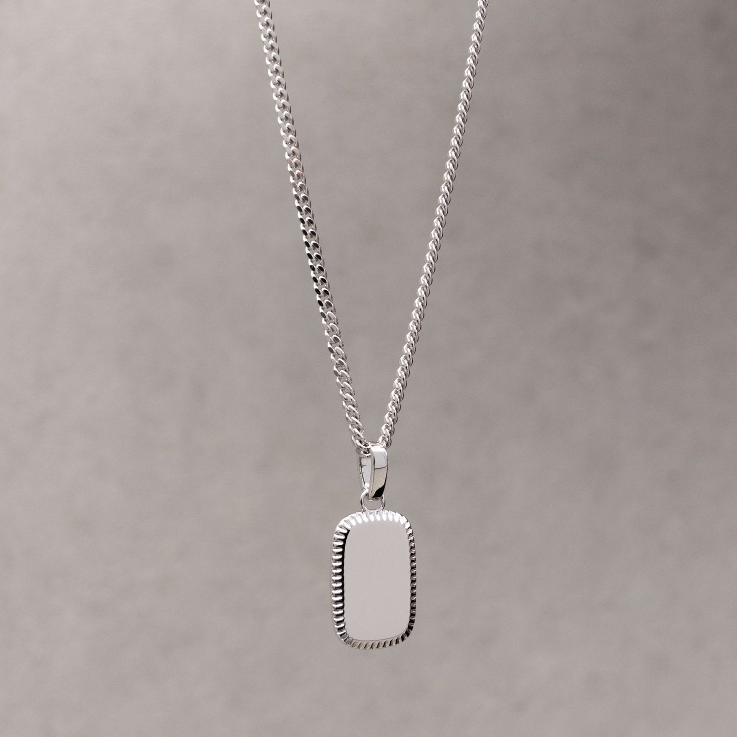 GRAVURPLATTE HALSKETTE 925 SILBER RHODINIERT