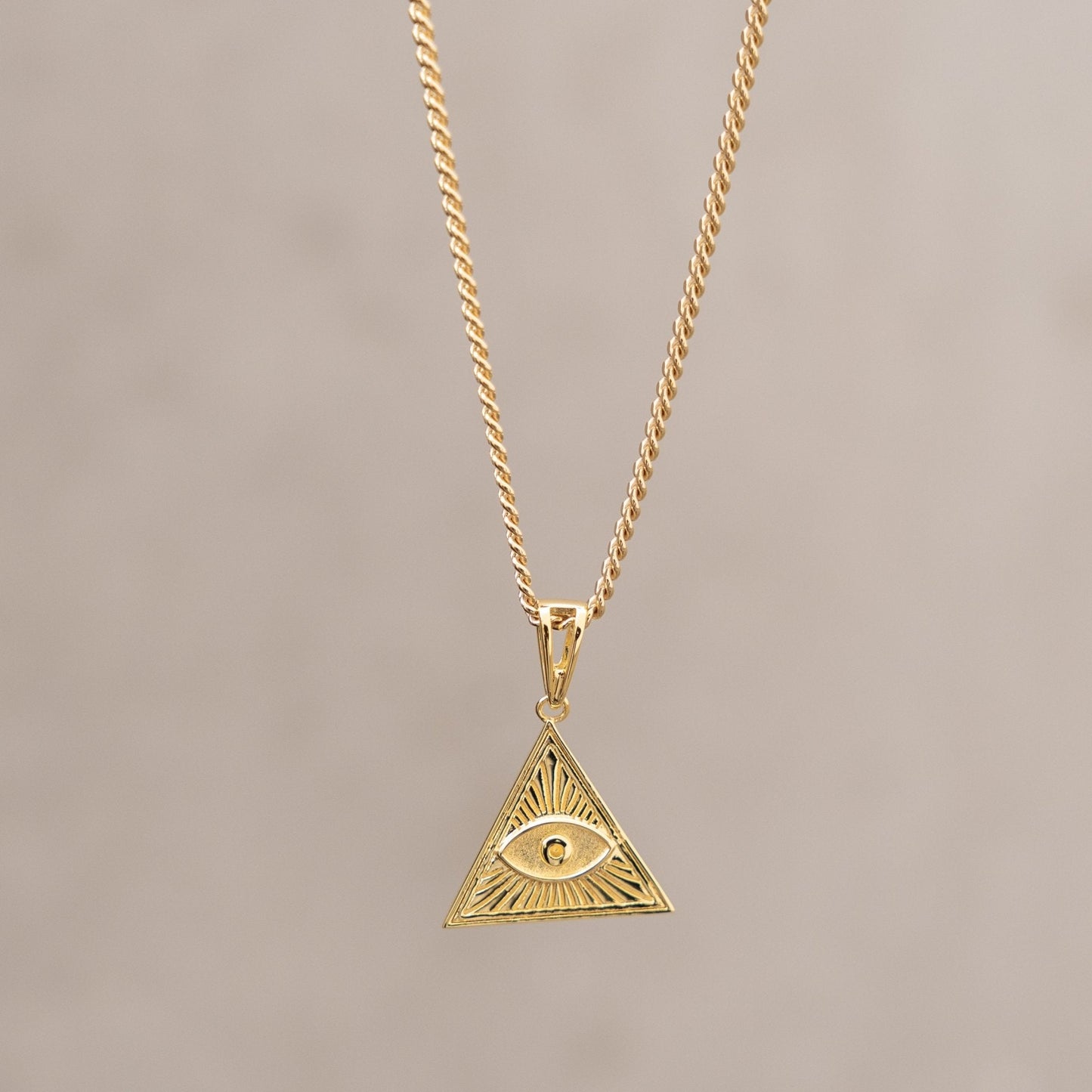 ILLUMINATI AUGE HALSKETTE 925 SILBER 18 KARAT VERGOLDET
