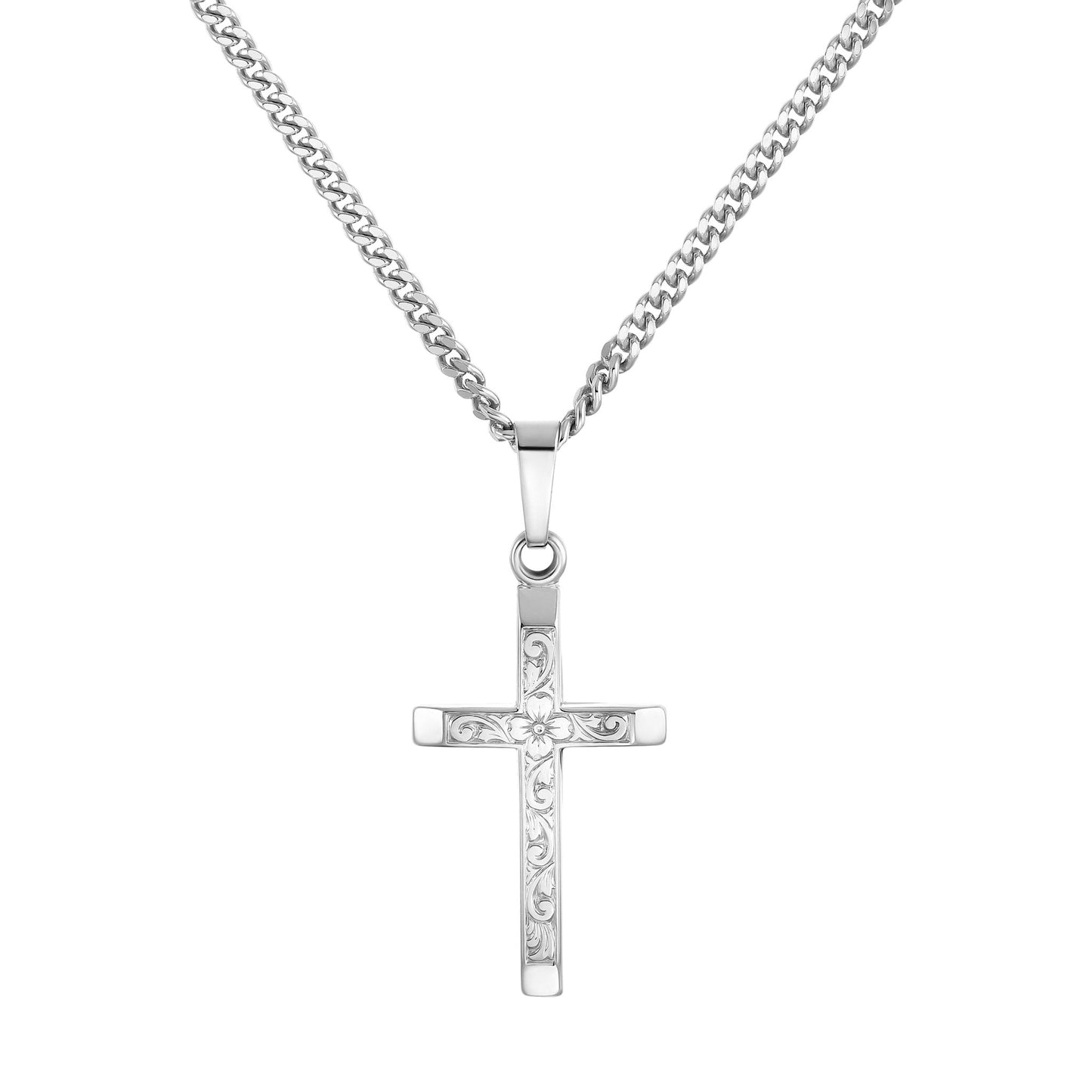 KREUZ HALSKETTE 925 SILBER RHODINIERT
