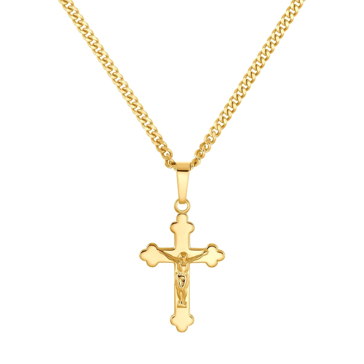KREUZ KORPUS HALSKETTE 925 SILBER 18 KARAT VERGOLDET