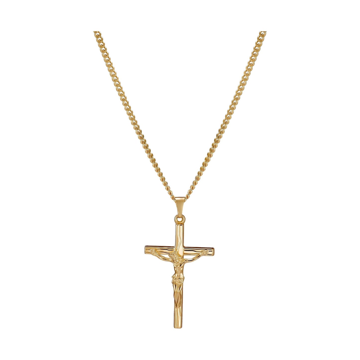 KREUZ KORPUS HALSKETTE 925 SILBER 18 KARAT VERGOLDET