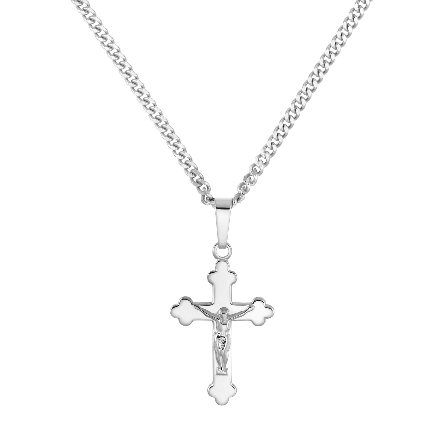KREUZ KORPUS HALSKETTE 925 SILBER RHODINIERT