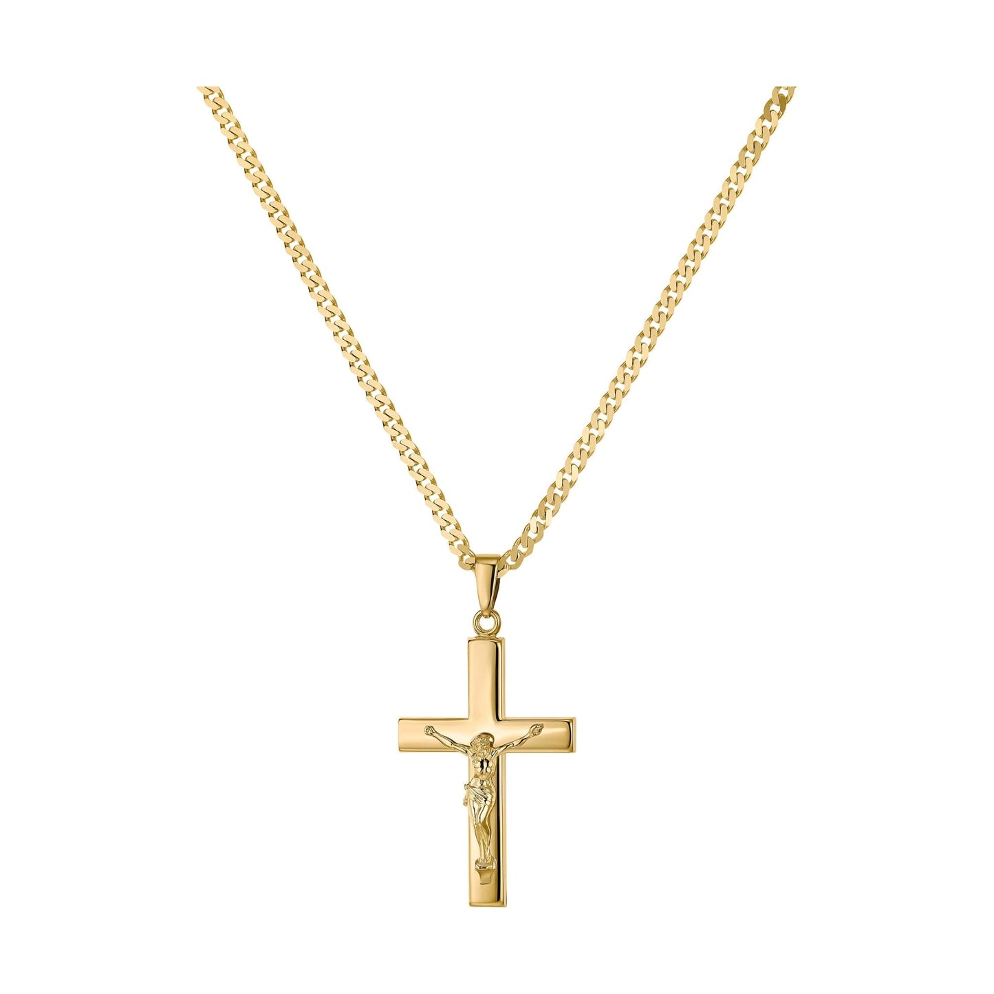 KREUZ KRUZIFIX HALSKETTE 925 SILBER 18 KARAT VERGOLDET