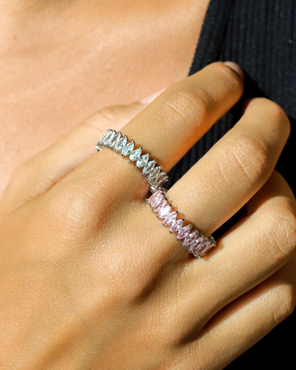 MARQUISE CUT BAND 925. - WHITE GOLD